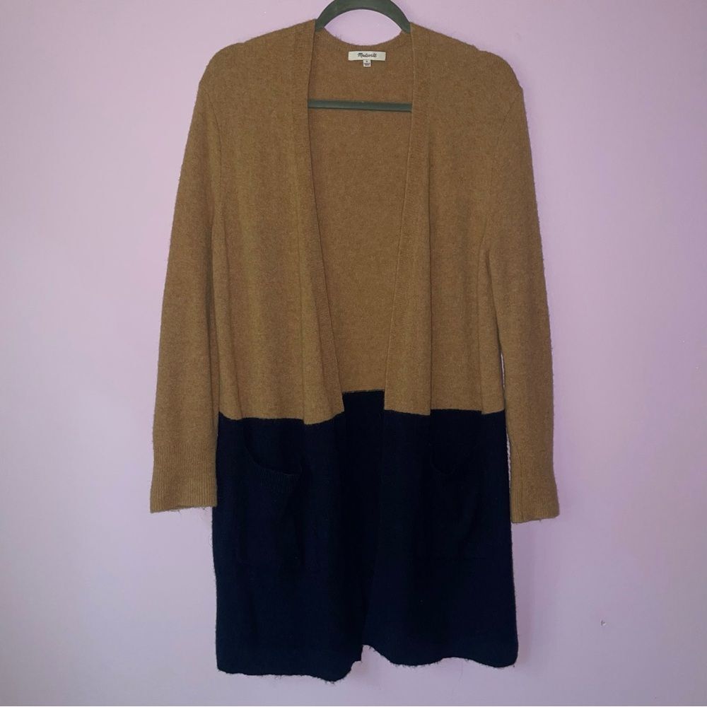 Madewell S Cardigan Coziest Yarn Wool Alpaca Colorblock Longline Sweater